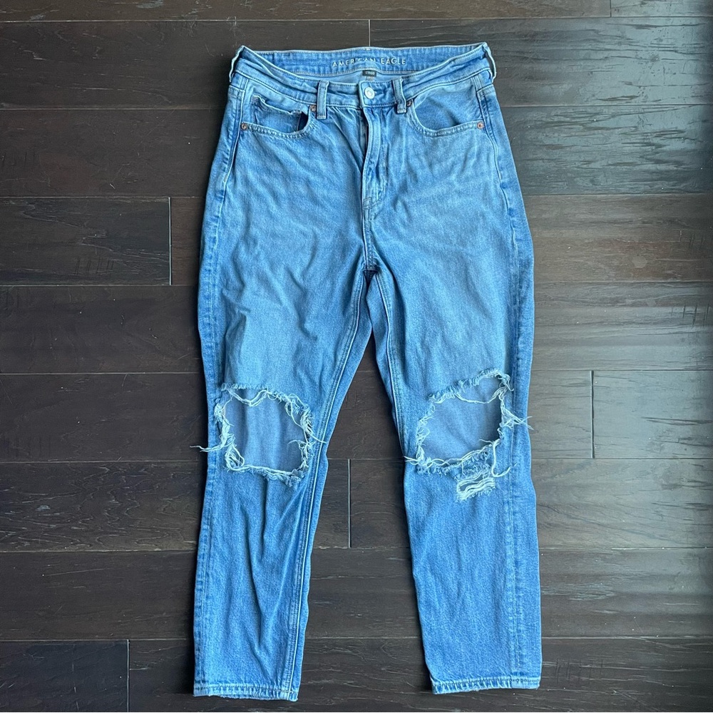 American Eagle Distressed Jeans 6 Short Soft Grunge Coquette Y2K